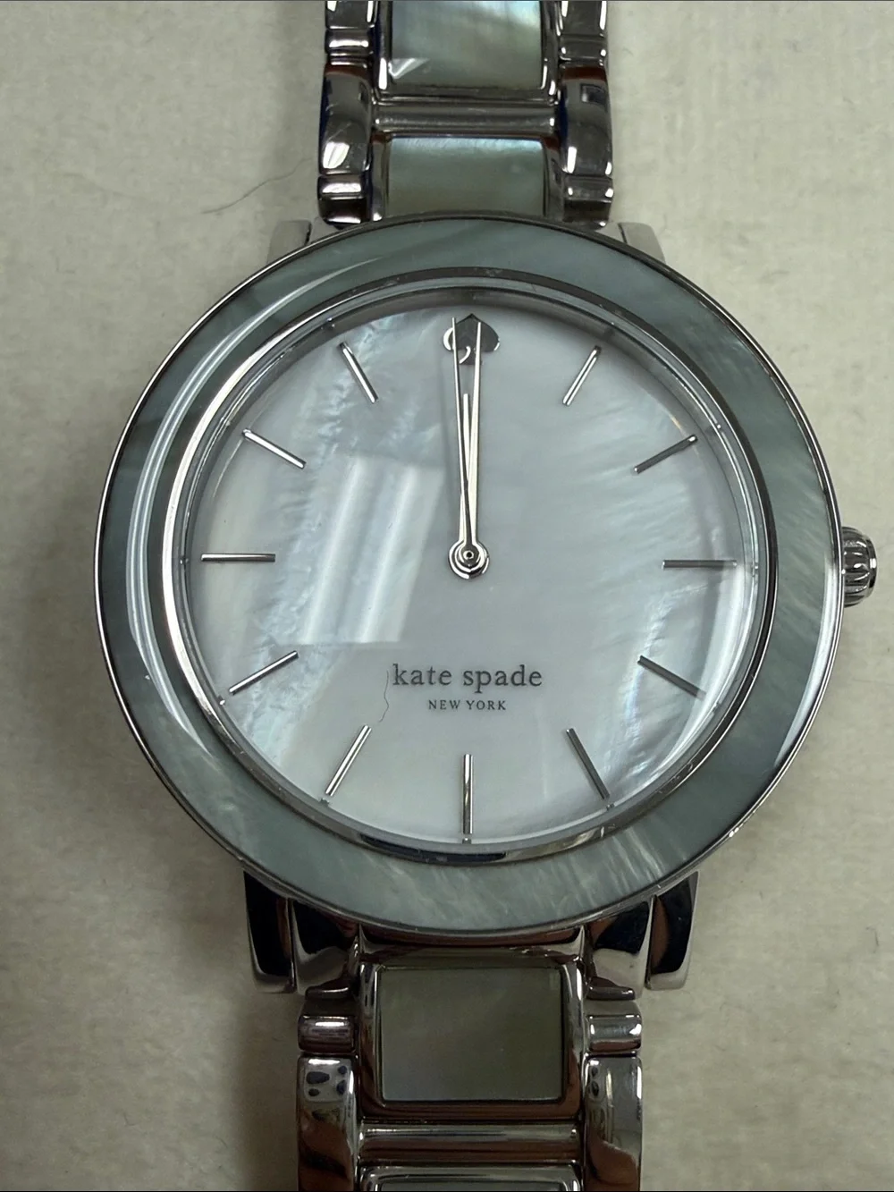 kate spade Silver and Mother of Pearl Round Bracelet Watch